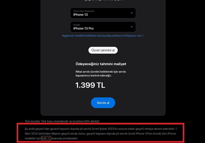 Apple, Türkiye’de iPhone pil değişim ücretine zam yaptı: İşte yeni fiyatlar