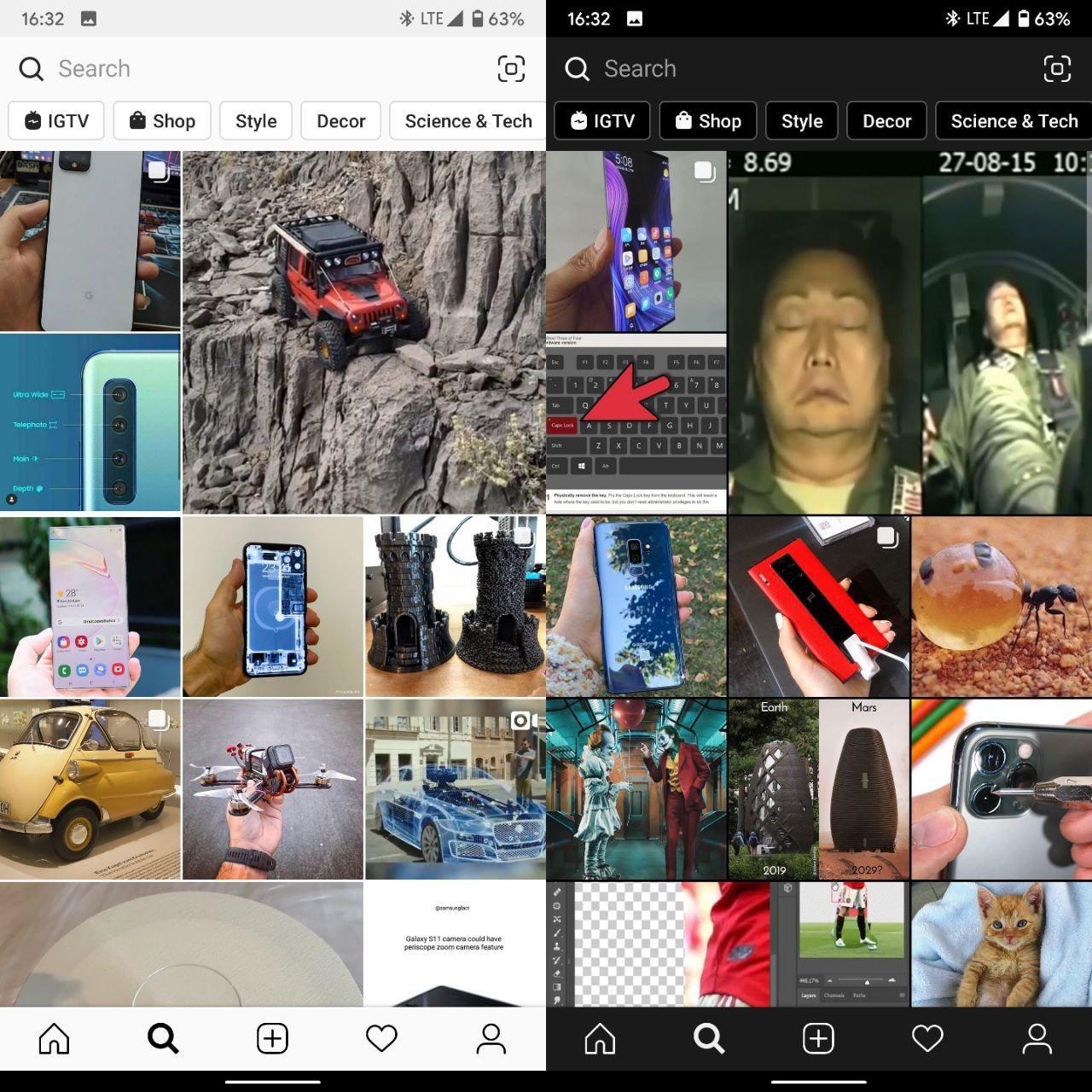 Instagram Android beta sürümü karanlık moda sahip oldu