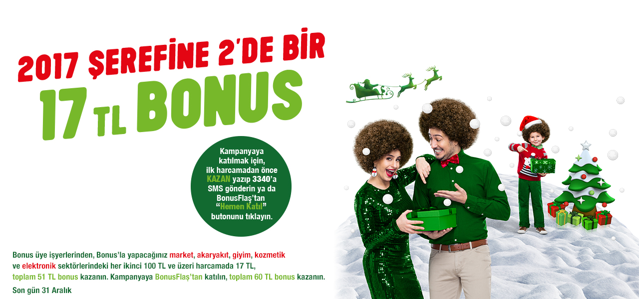 BONUS Yılbaşı Kampanyası - 60 TL Bonus (6*100)(9-31 Aralık)