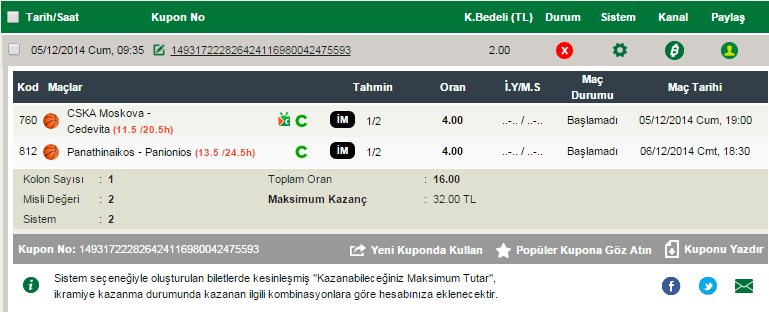  İddaada kendimce bi formül buldum(10 oran) güncel kupon paylaşımı