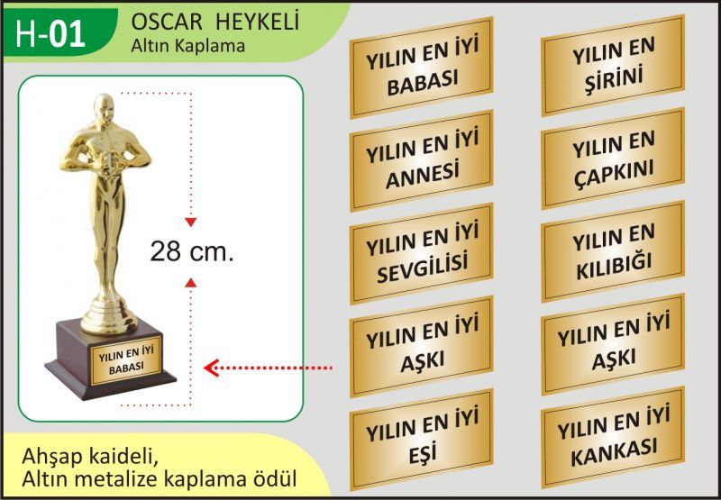  Kişiye Özel Yılın Oscar Heykeli