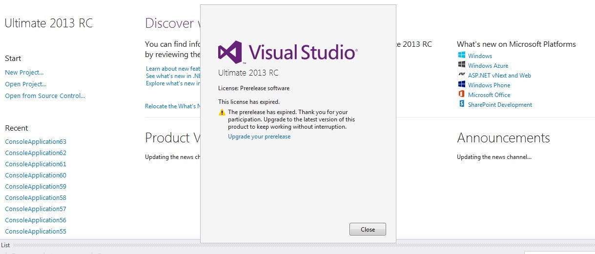  visual studio güncelleme yardım