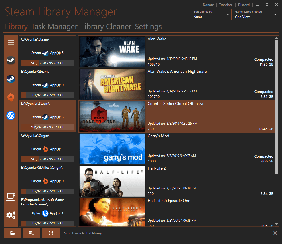 Steam Library Manager - Steam, Origin ve Uplay oyunlarınızı Kopyalama, Yedekleme ve Taşıma