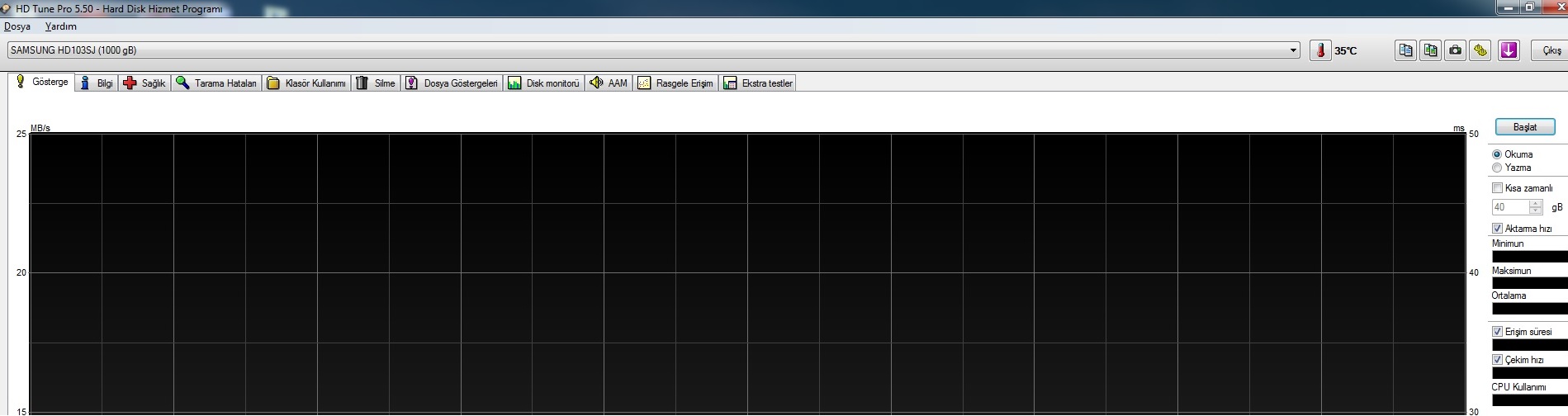  HD tune programlı ile harddisk testi resimli anlatım