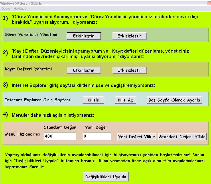  Windows Xp Sorun Giderici