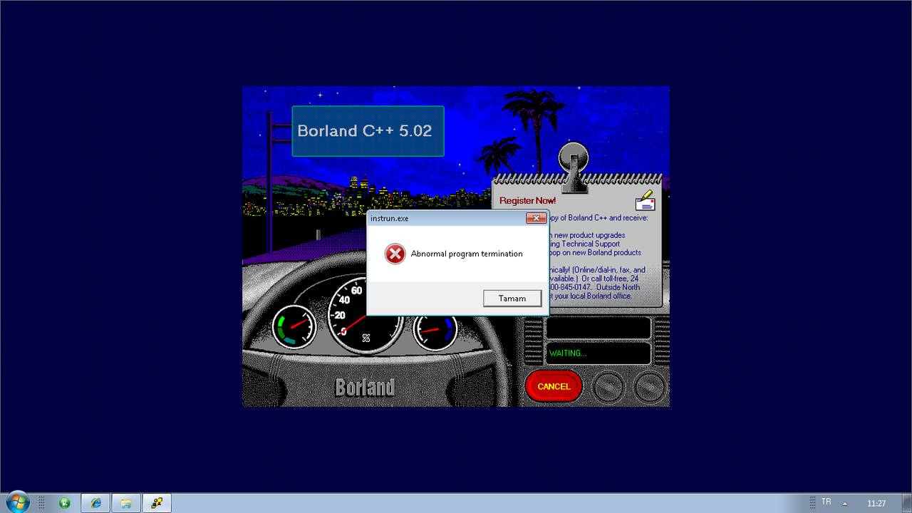  Borland  Turbo C++ v.5.02 abnormal program hatası