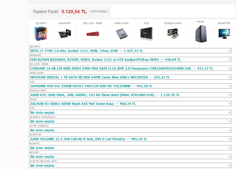 sistem önerisi tavsiyesi, bütçe 4500 tl